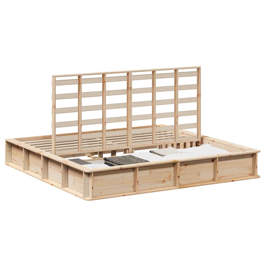 Cadre de lit avec stockage Marron 200 x 200 cm Bois de pin - XIOS