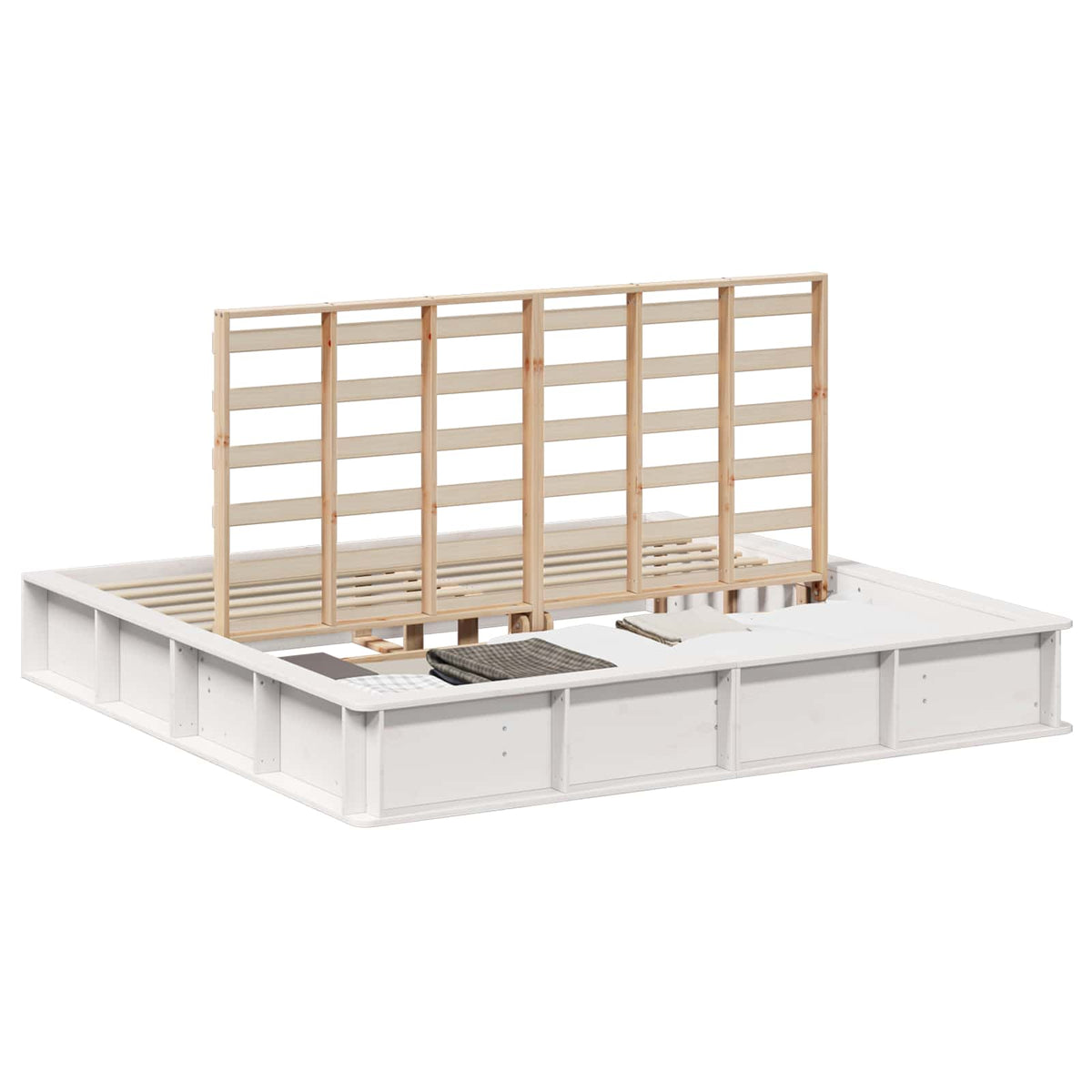 Cadre de lit Blanc 200 x 200 cm Bois de pin massif