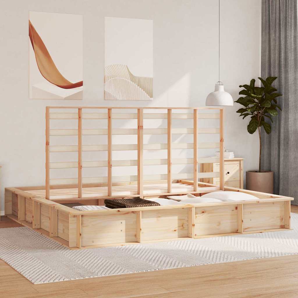 Cadre de lit Marron 180 x 200 cm Bois de pin massif - XIOS