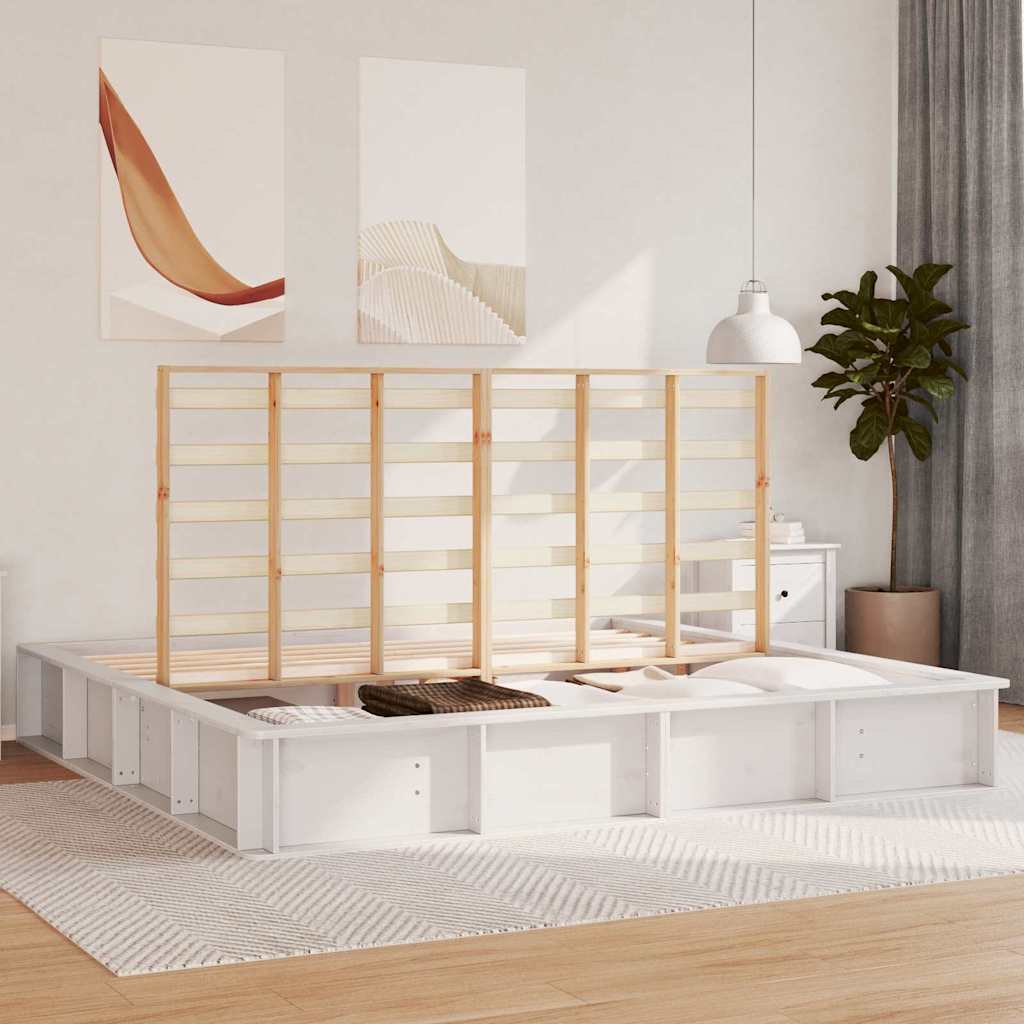 Cadre de lit Blanc 180 x 200 cm Bois de pin massif - XIOS
