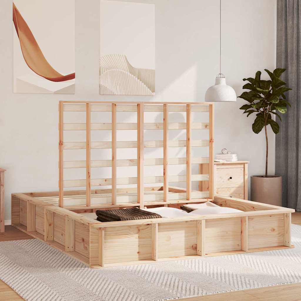 Cadre de lit Marron 150 x 200 cm Bois de pin massif - XIOS