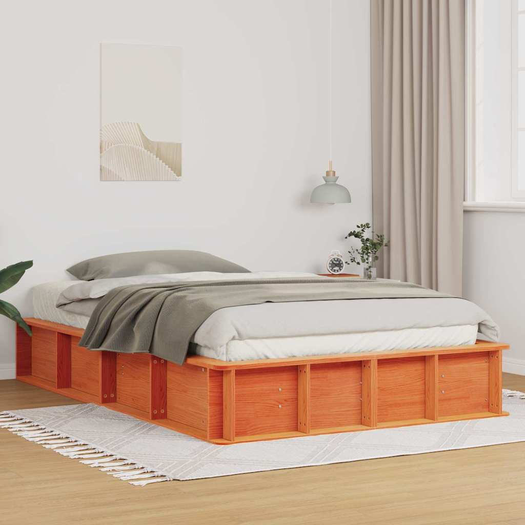 Cadre de lit Cire marron 120 x 200 cm Bois de pin massif - XIOS