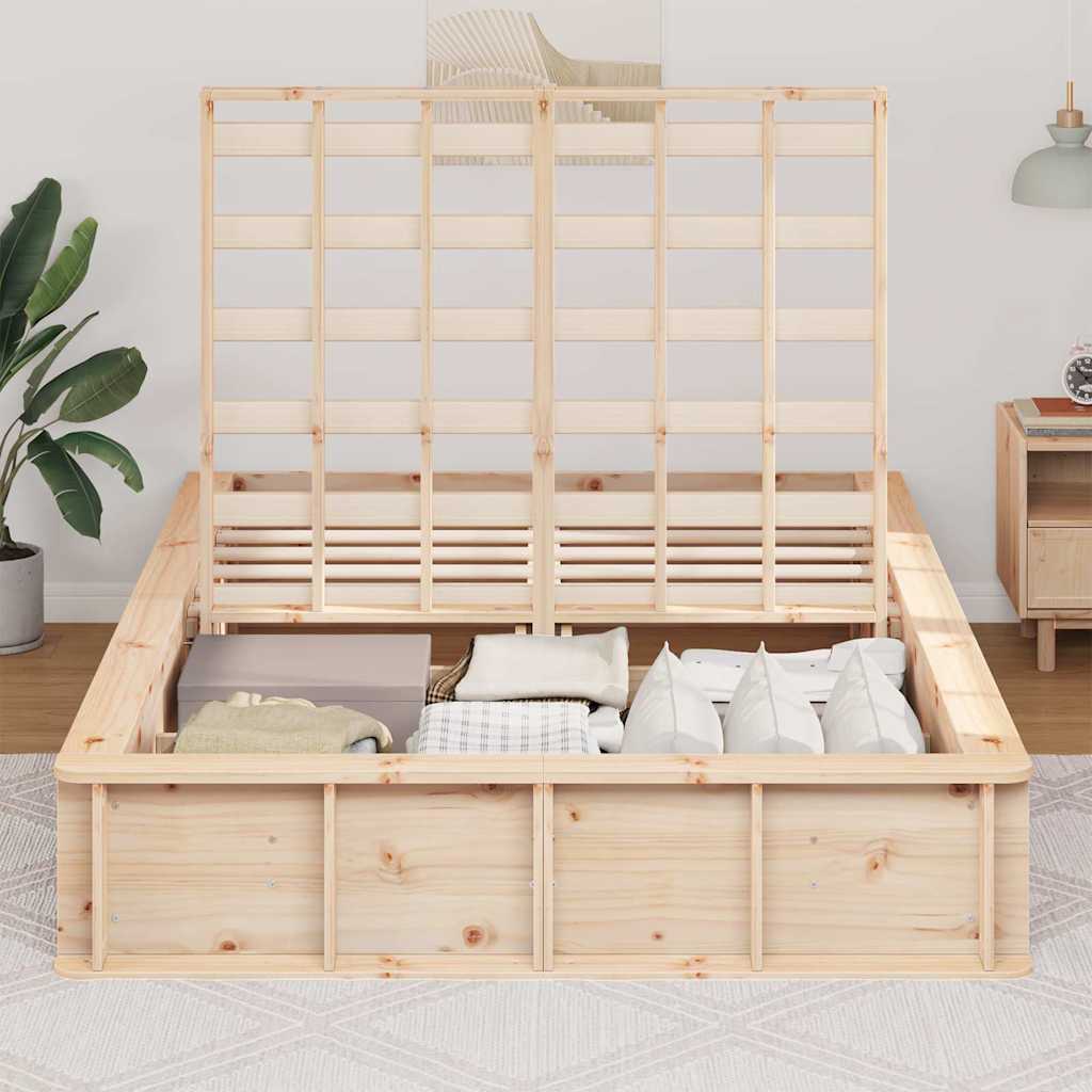 Cadre de lit Marron 135 x 190 cm Bois de pin massif - XIOS