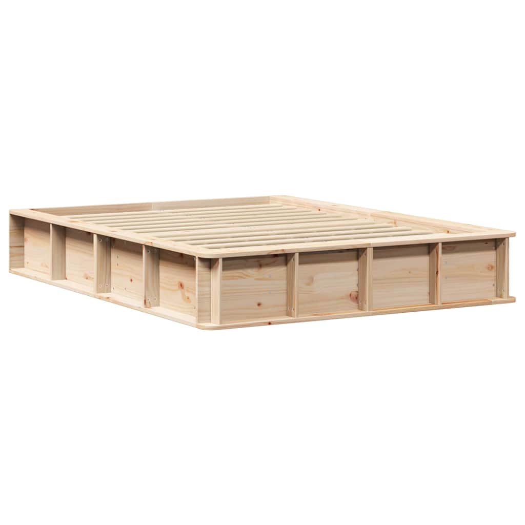 Cadre de lit Marron 135 x 190 cm Bois de pin massif - XIOS