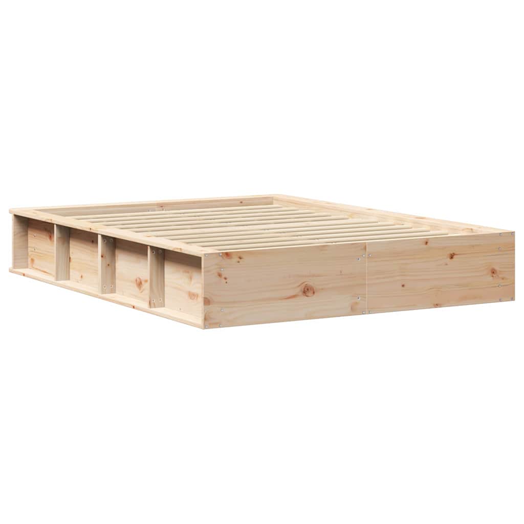 Cadre de lit Marron 135 x 190 cm Bois de pin massif - XIOS