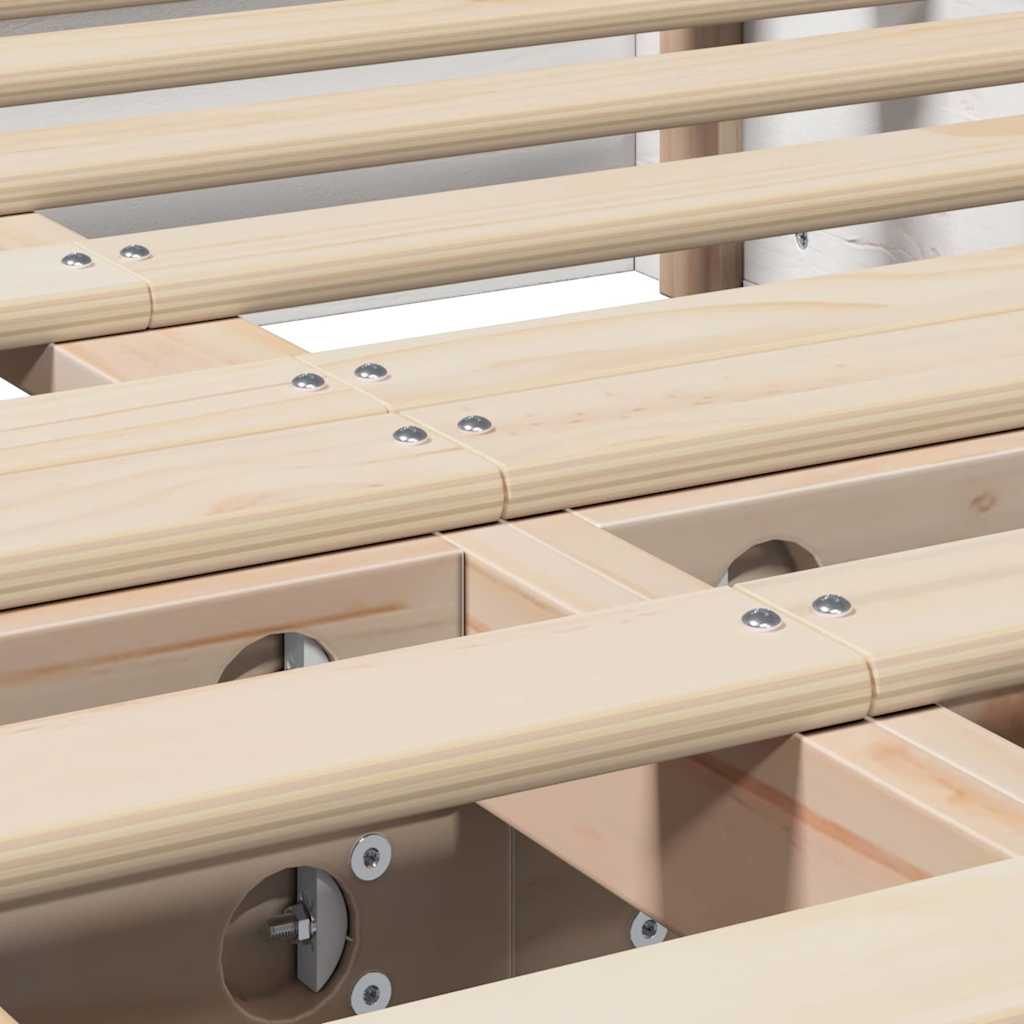 Cadre de lit Blanc 135 x 190 cm Bois de pin massif - XIOS