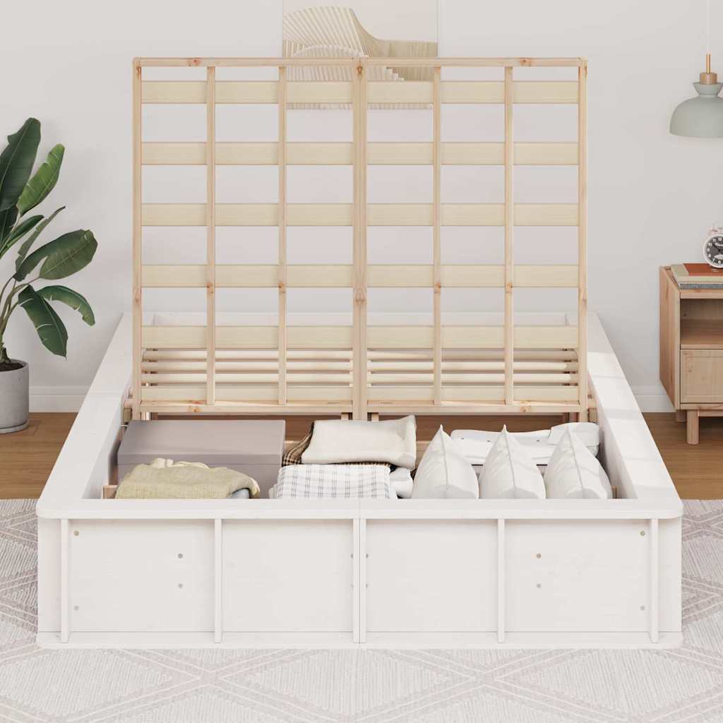 Cadre de lit Blanc 135 x 190 cm Bois de pin massif - XIOS