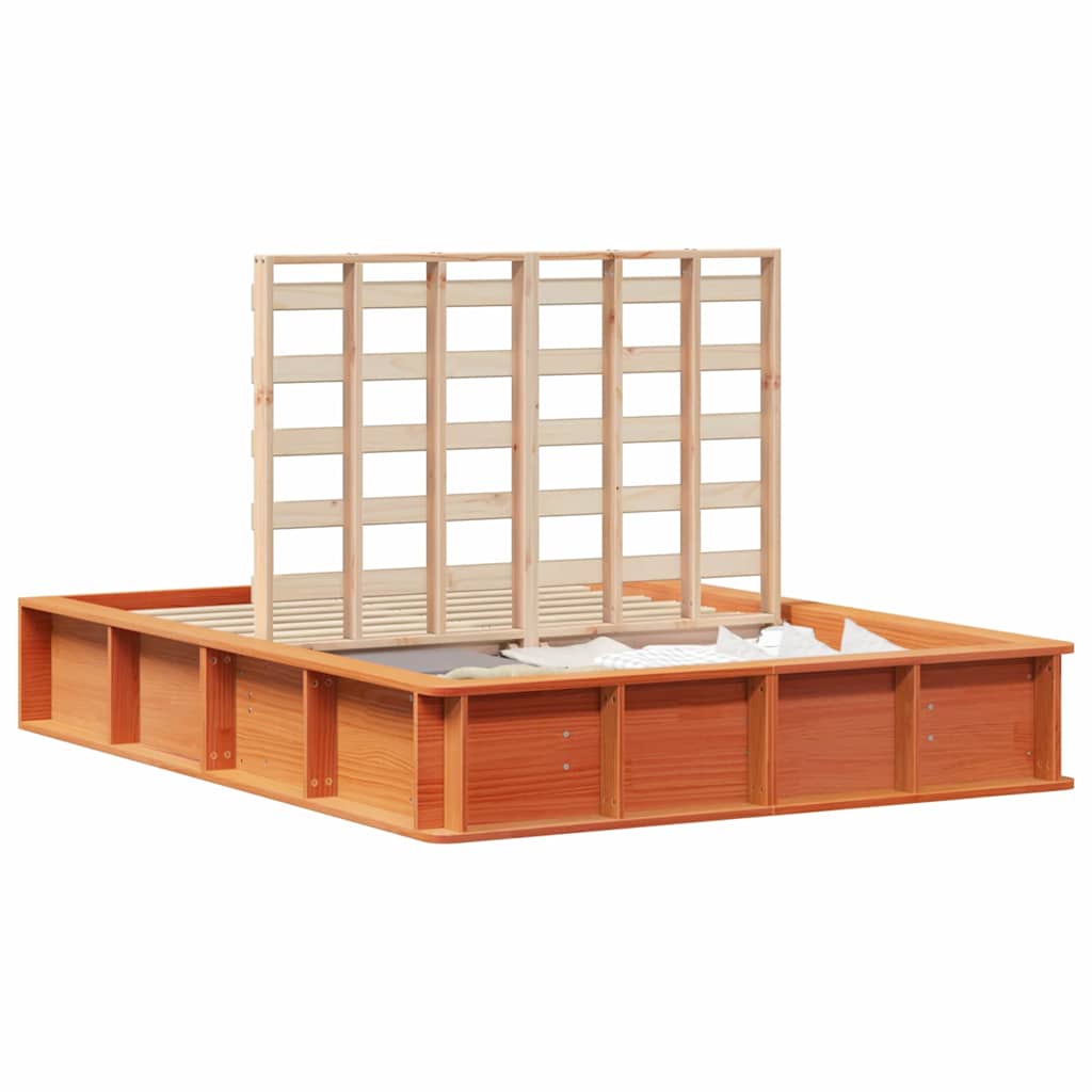 Cadre de lit Marron cire 135 x 190 cm Pin massif et pin massif - XIOS