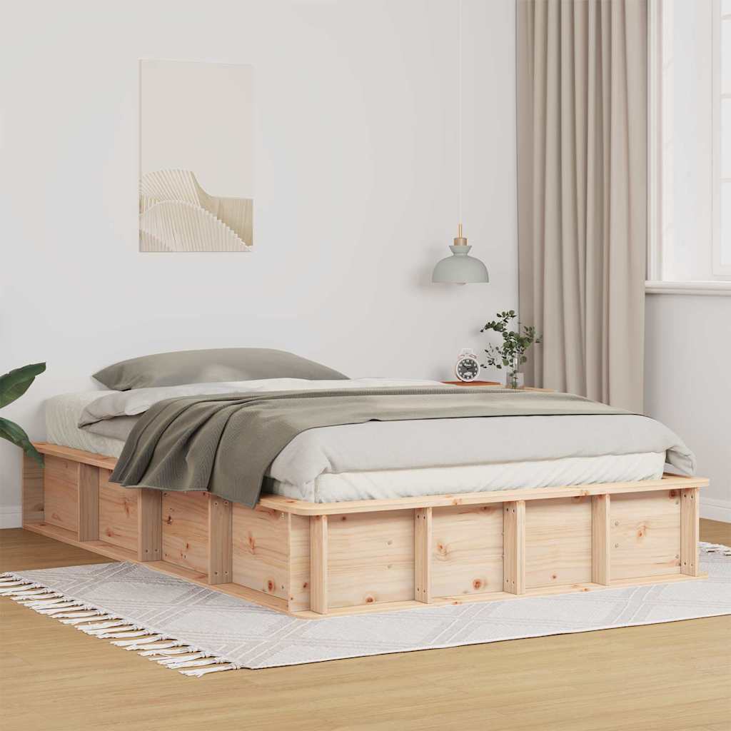 Cadre de lit Marron 120 x 190 cm Bois de pin massif - XIOS