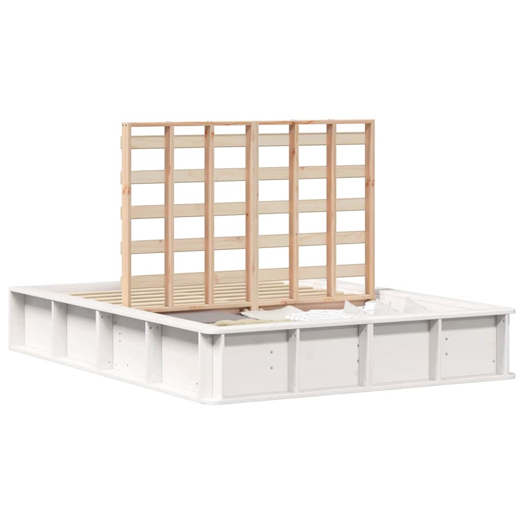 Cadre de lit avec stockage Blanc 210 x 118 x 30 cm Pin massif - XIOS