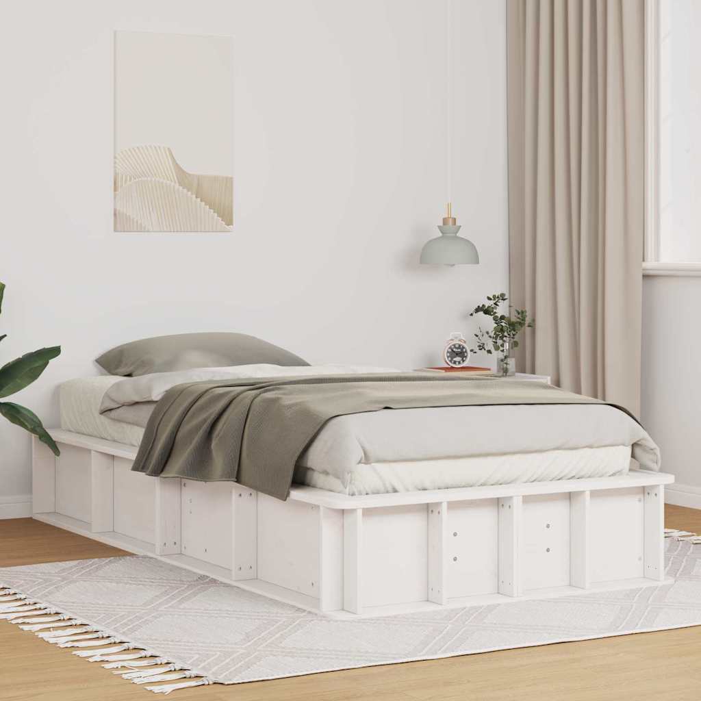 Cadre de lit Blanc 100 x 200 cm Bois de pin massif - XIOS