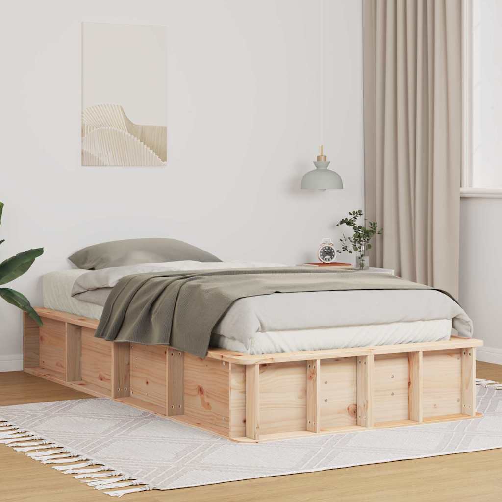 Cadre de lit Marron 90 x 200 cm Bois de pin massif - XIOS