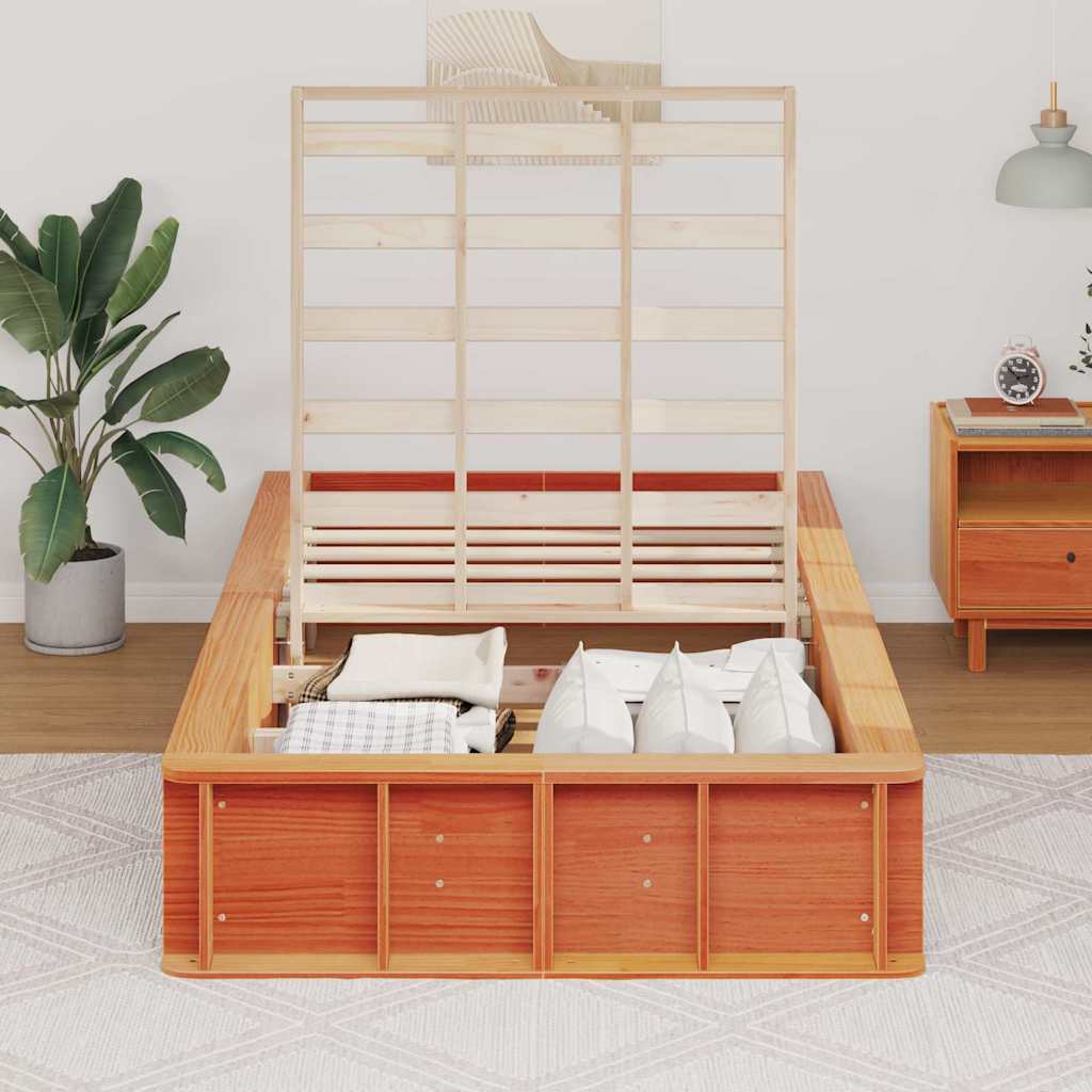 Cadre de lit Cire marron 90 x 190 cm Bois de pin massif - XIOS