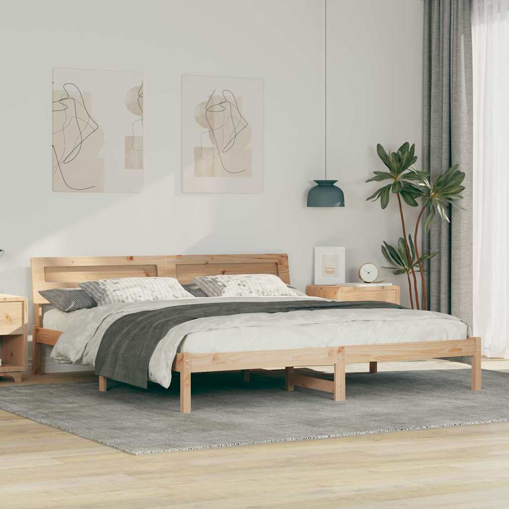 Cadre de lit avec tête de lit Marron 200 x 200 cm Pin massif - XIOS