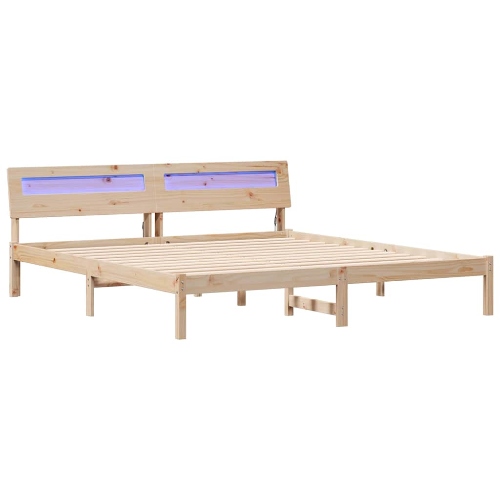 Cadre de lit avec tête de lit Marron 200 x 200 cm Pin massif - XIOS