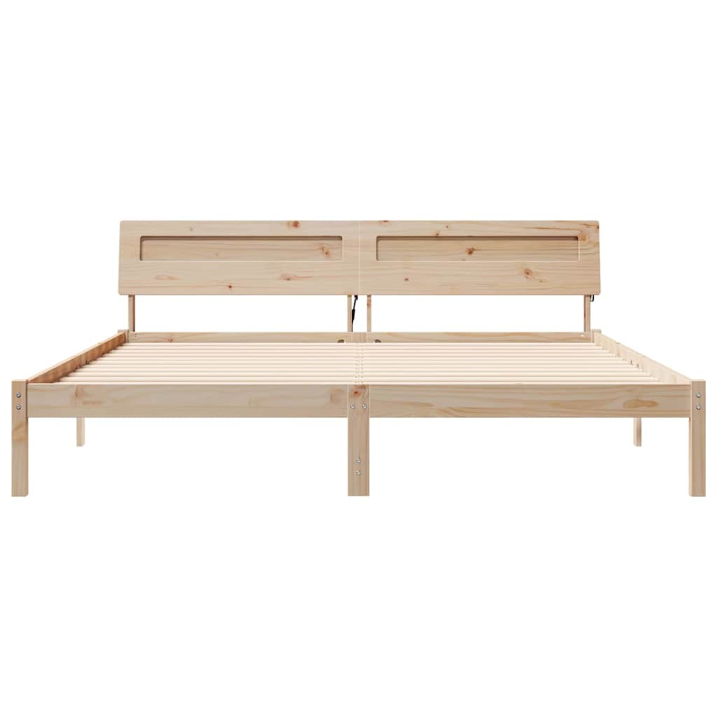 Cadre de lit avec tête de lit Marron 200 x 200 cm Pin massif - XIOS