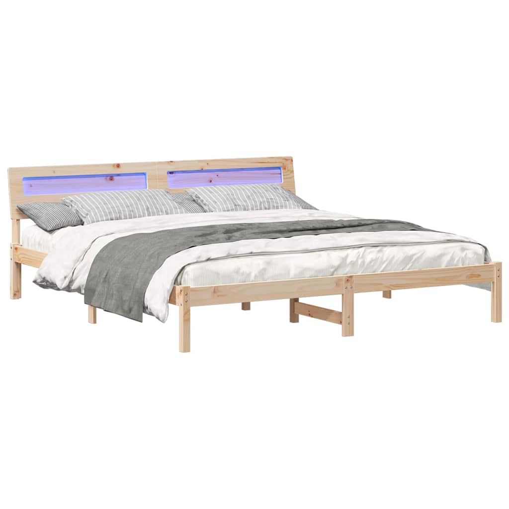 Cadre de lit avec tête de lit Marron 200 x 200 cm Pin massif - XIOS