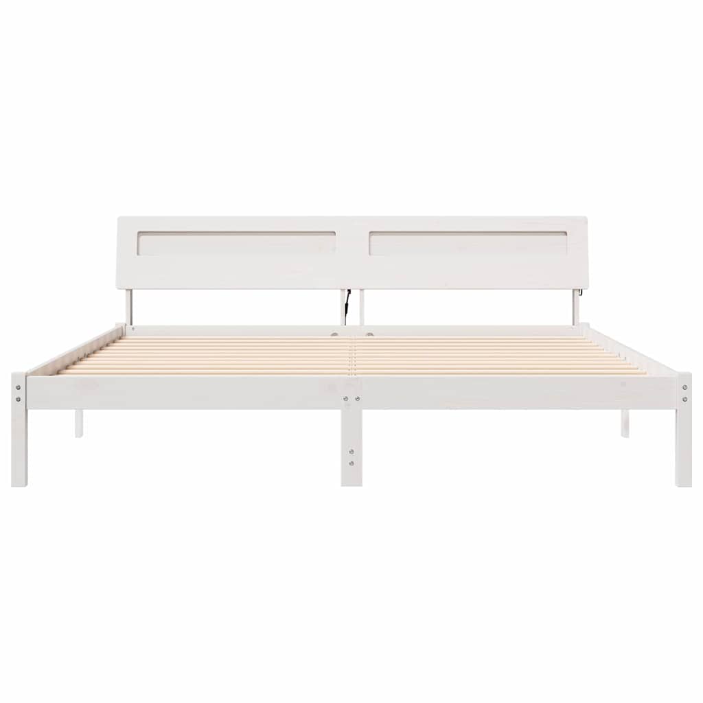 Cadre de lit avec tête de lit Blanc 200 x 200 cm Pin massif - XIOS