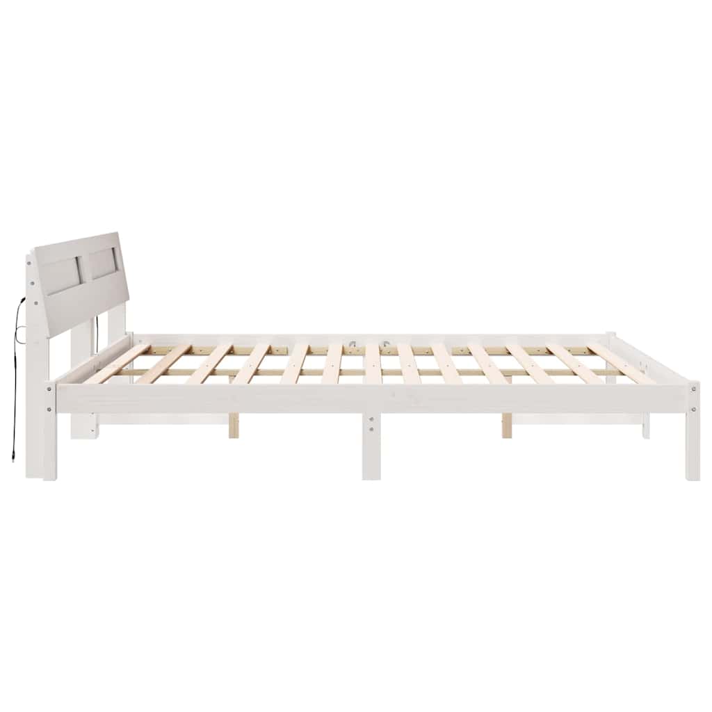 Cadre de lit avec tête de lit Blanc 200 x 200 cm Pin massif - XIOS