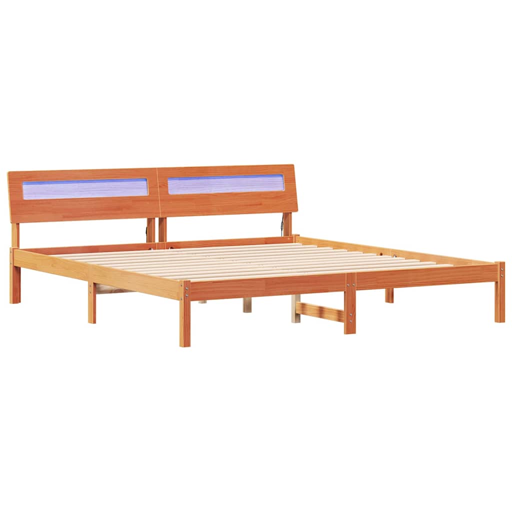Cadre de lit avec tête de lit Marron 200 x 200 cm Pin massif - XIOS