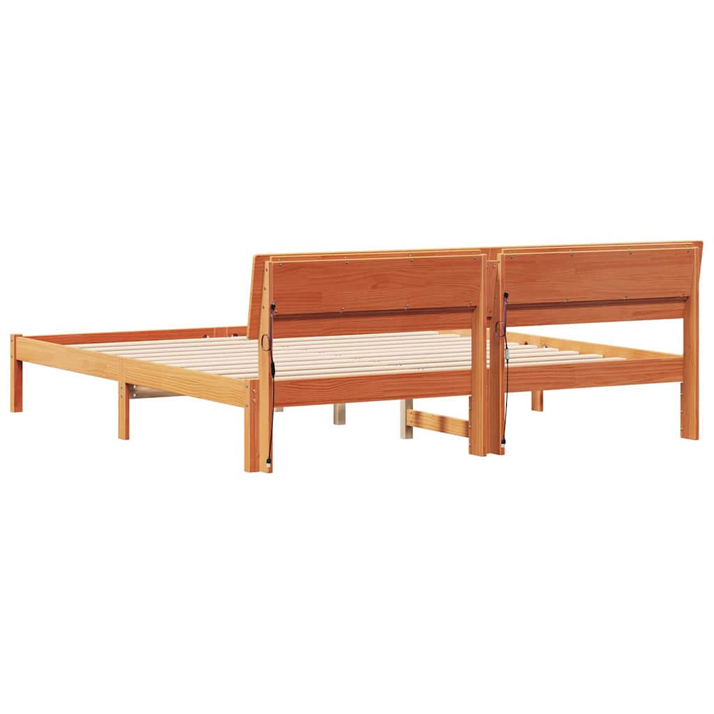 Cadre de lit avec tête de lit Marron 200 x 200 cm Pin massif - XIOS