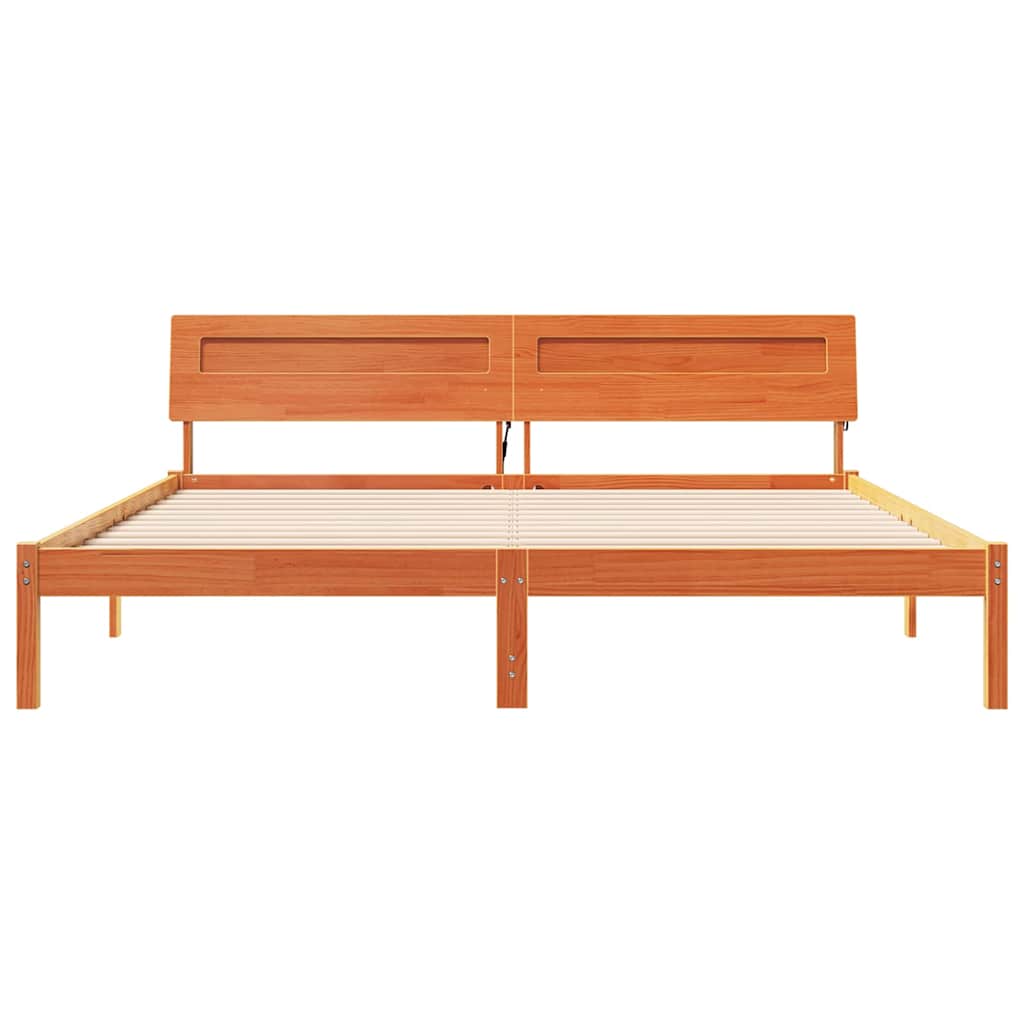 Cadre de lit avec tête de lit Marron 200 x 200 cm Pin massif - XIOS