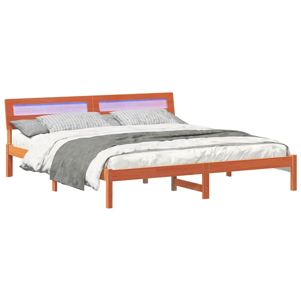 Cadre de lit avec tête de lit Marron 200 x 200 cm Pin massif - XIOS
