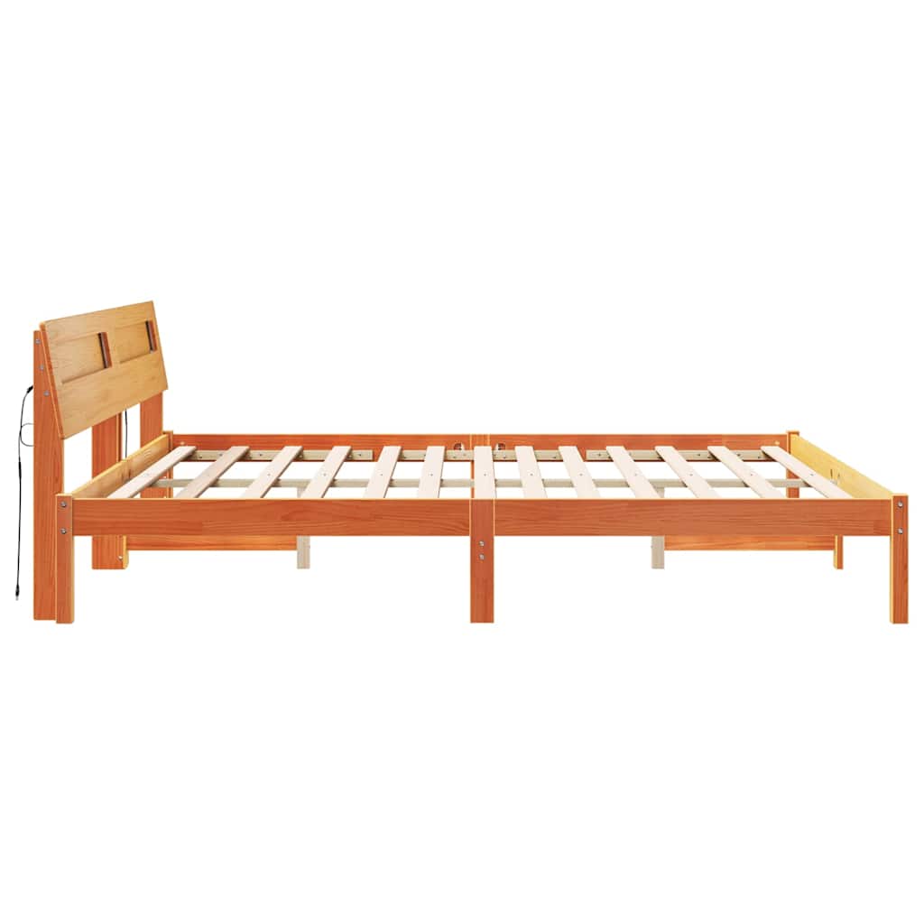 Cadre de lit avec tête de lit Marron 200 x 200 cm Pin massif - XIOS