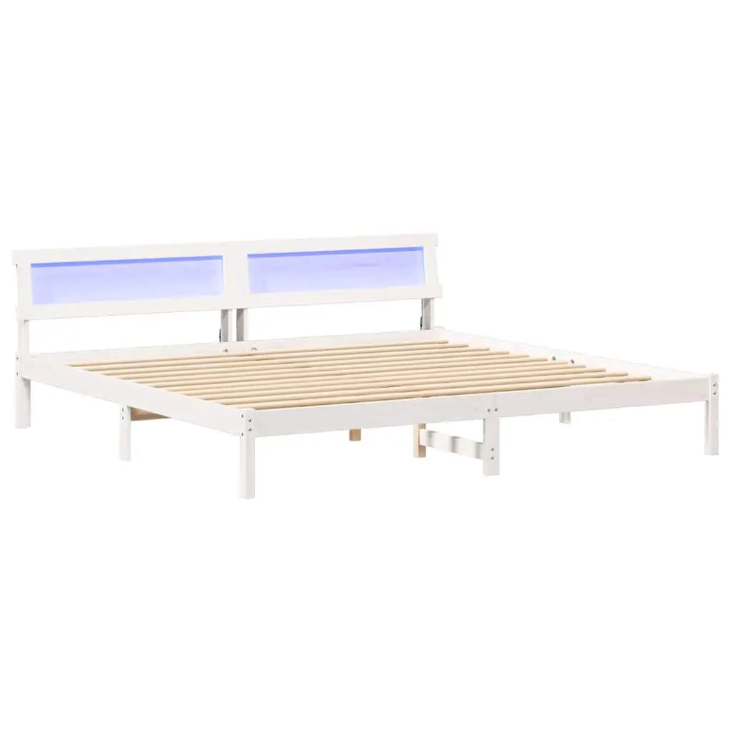 Cadre de lit avec tête de lit Blanc 200 x 200 cm Pin massif - XIOS
