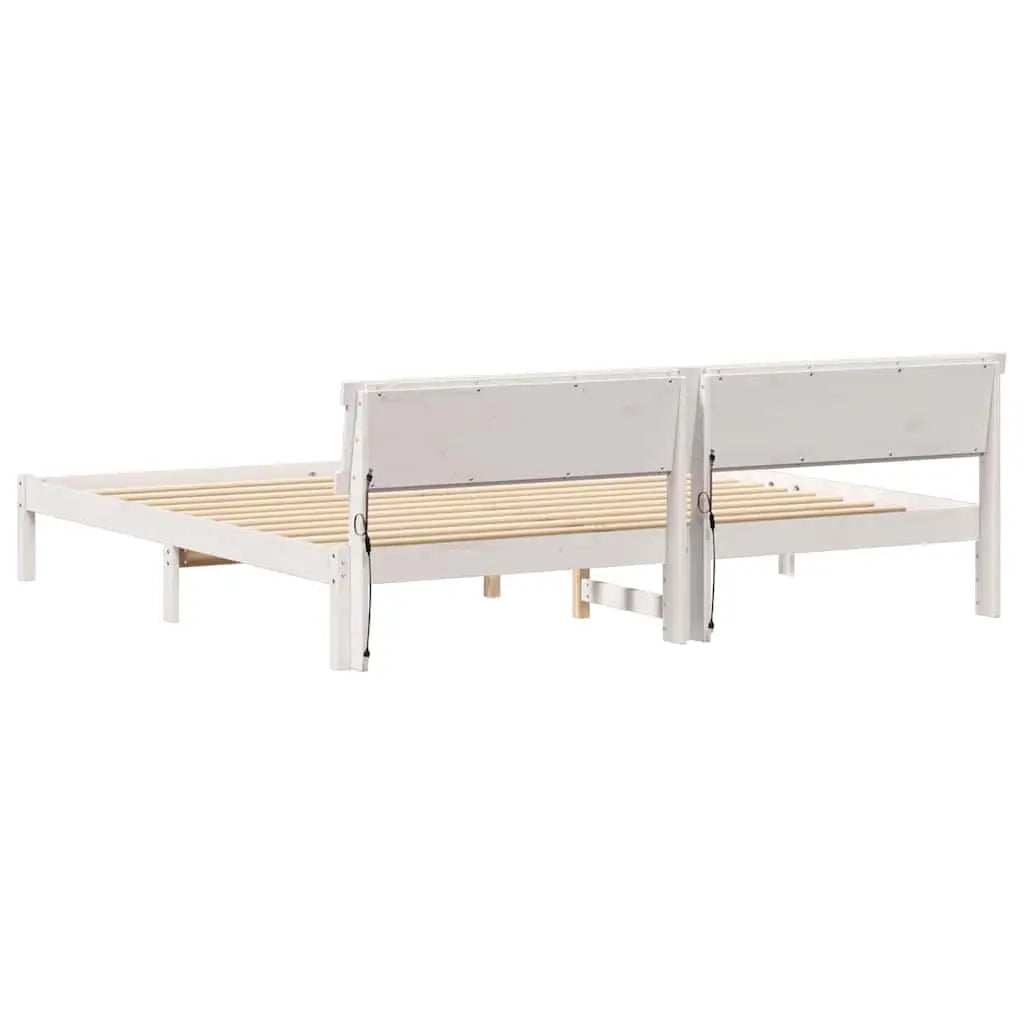 Cadre de lit avec tête de lit Blanc 200 x 200 cm Pin massif - XIOS