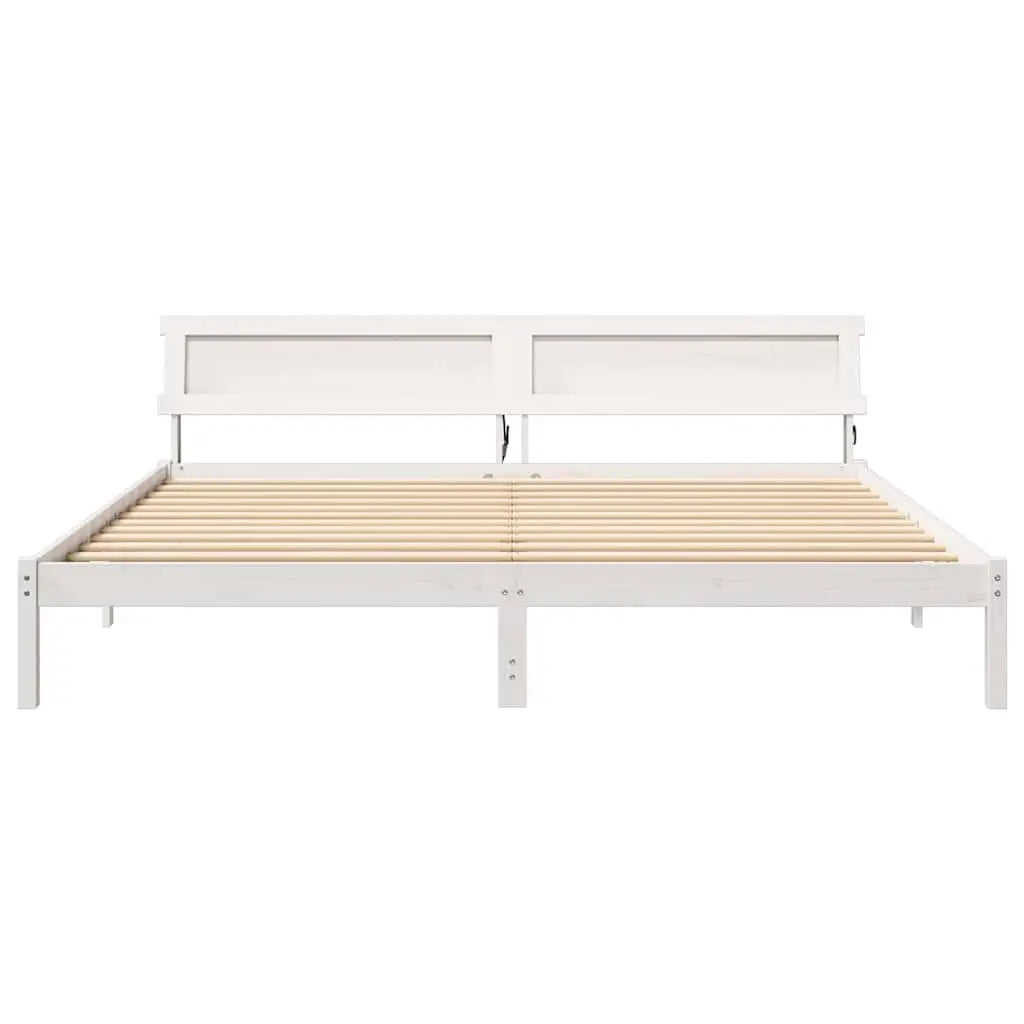 Cadre de lit avec tête de lit Blanc 200 x 200 cm Pin massif - XIOS