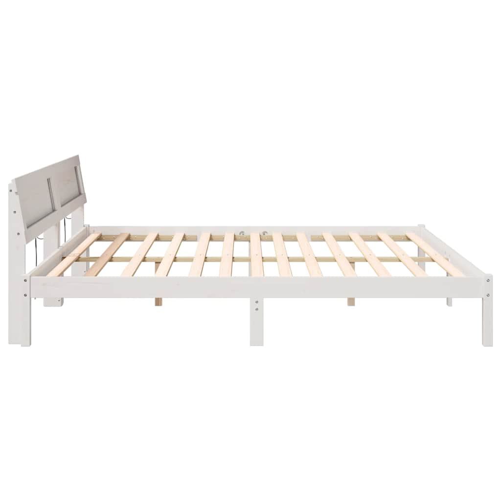 Cadre de lit Blanc 200 x 200 cm Bois massif en pin - XIOS