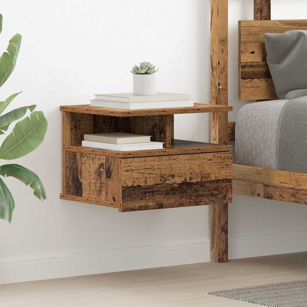 Table de nuit flottante 2 pcs Bois ancien 40 x 31 x 27 cm - XIOS