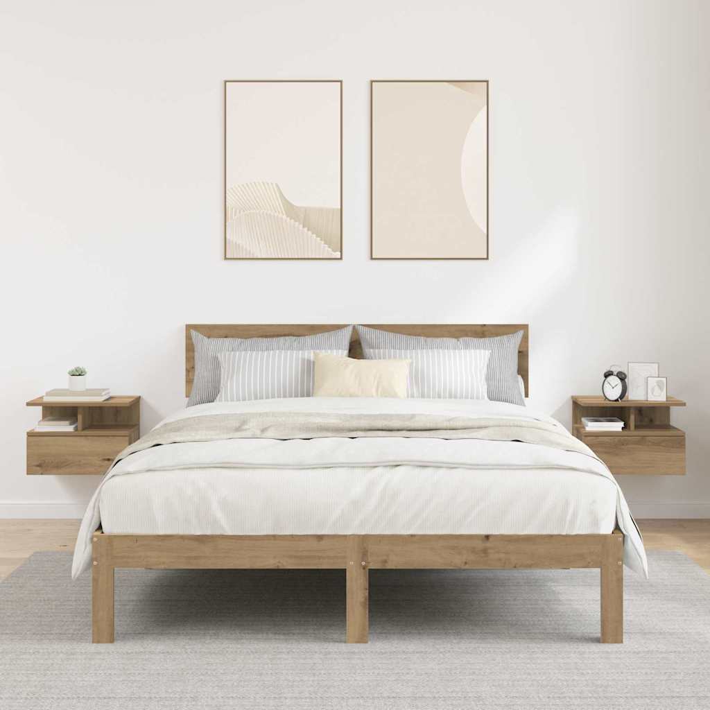 Table de nuit flottante 2 pcs Chêne artisanal 40 x 31 x 28 cm - XIOS