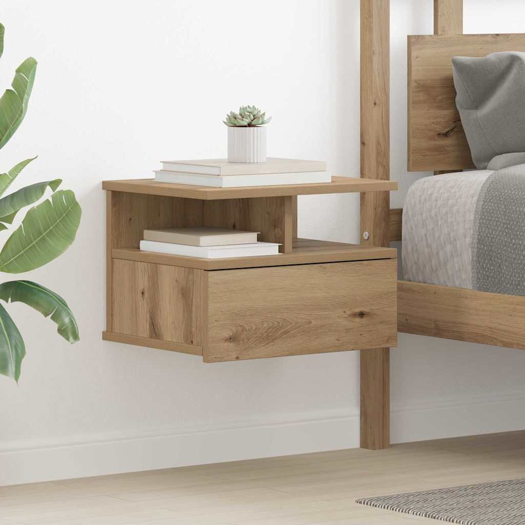 Table de nuit flottante 2 pcs Chêne artisanal 40 x 31 x 28 cm - XIOS