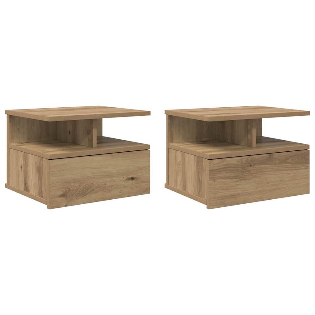 Table de nuit flottante 2 pcs Chêne artisanal 40 x 31 x 28 cm - XIOS