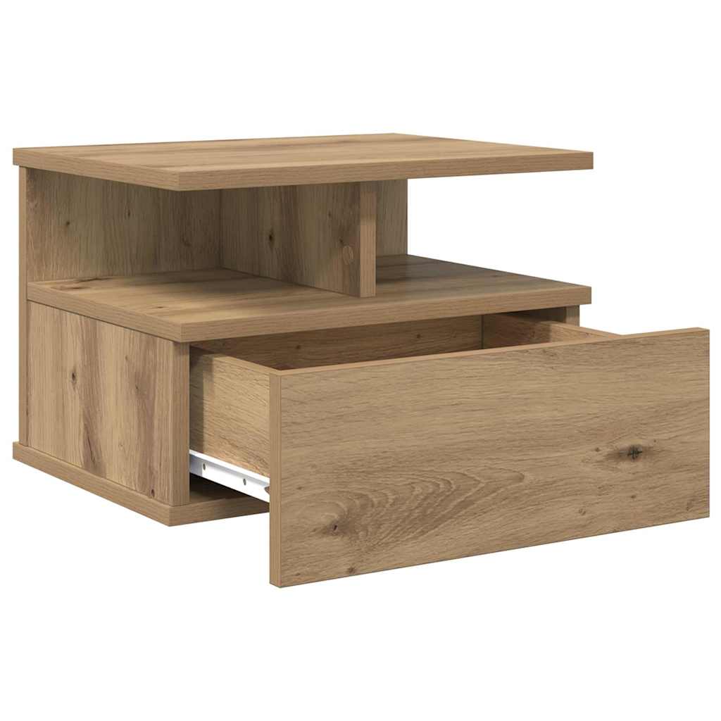 Table de nuit flottante 2 pcs Chêne artisanal 40 x 31 x 28 cm - XIOS