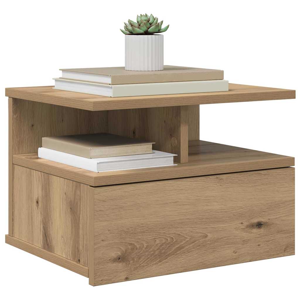 Table de nuit flottante 2 pcs Chêne artisanal 40 x 31 x 28 cm - XIOS