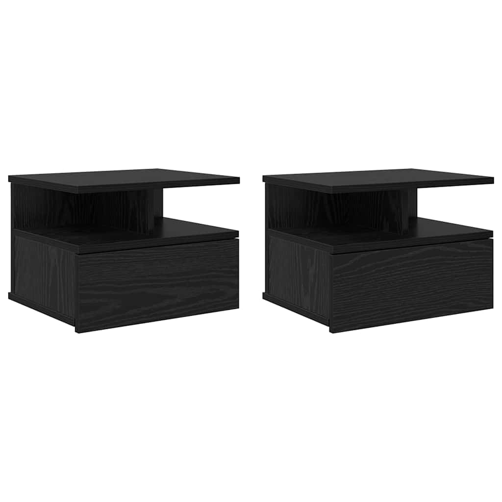 Table de nuit flottante 2 pcs Chêne noir 40 x 31 x 28 cm - XIOS