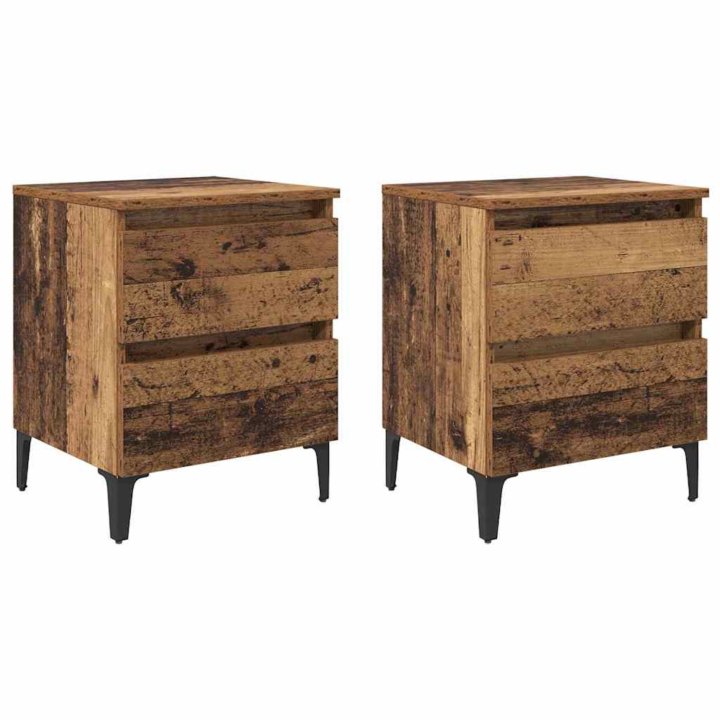 Cabinet de chevet 2 pcs Bois ancien 40 x 35 x 50 cm - XIOS