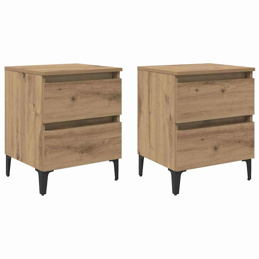 Cabinet de chevet 2 pcs chêne artisanal 40 x 35 x 50 cm - XIOS