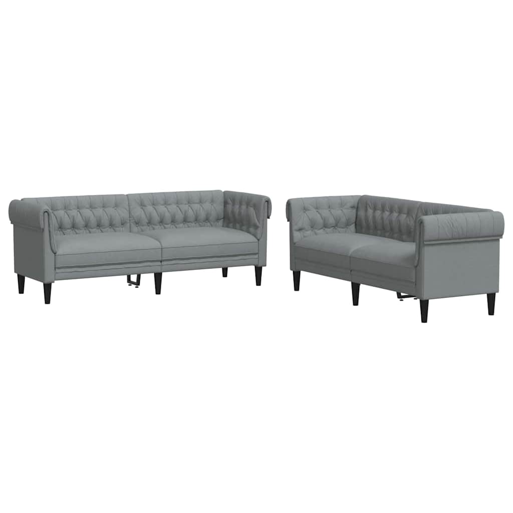 Canapé de salon 2 pcs Gris clair 201,5 x 74,5 x 74,5 cm tissu - XIOS