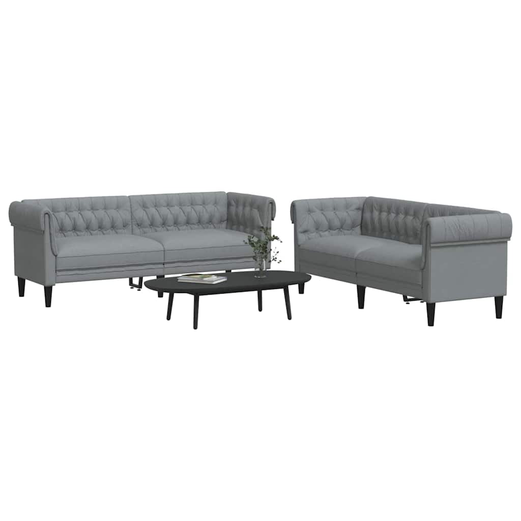 Canapé de salon 2 pcs Gris clair 201,5 x 74,5 x 74,5 cm tissu - XIOS