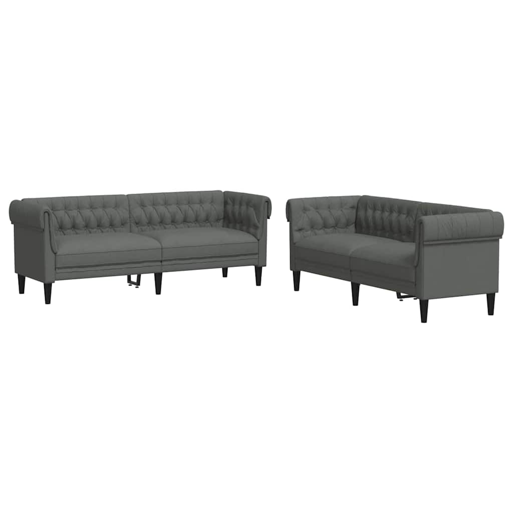 Canapé de salon 2 pcs Gris foncé 201,5 x 74,5 x 74,5 cm tissu - XIOS