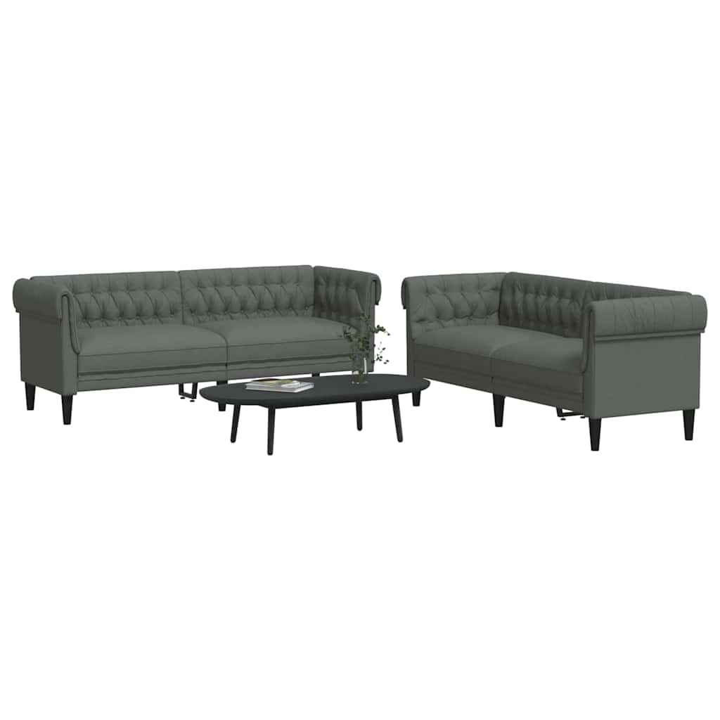 Canapé de salon 2 pcs Gris foncé 201,5 x 74,5 x 74,5 cm tissu - XIOS