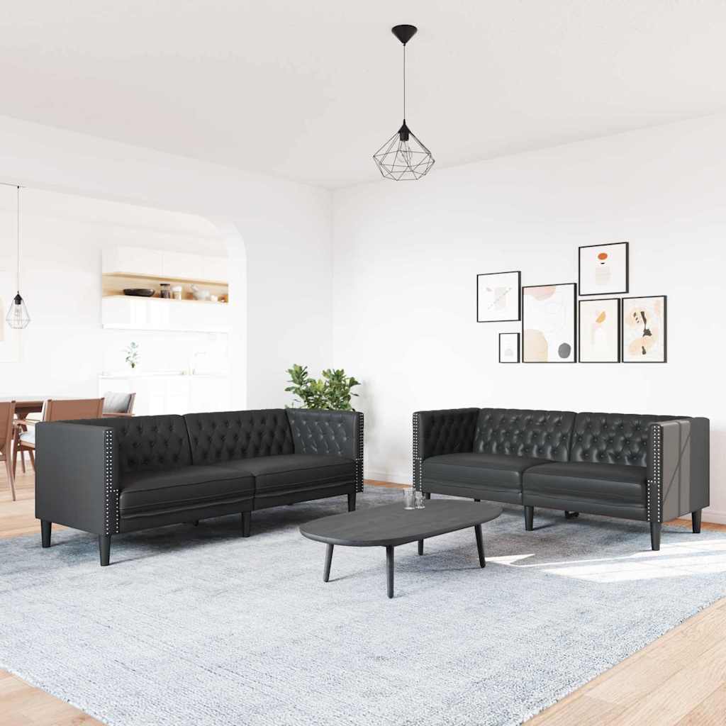 Canapé de salon 2 pcs Noir 194 x 74,5 x 70,5 cm Simili cuir