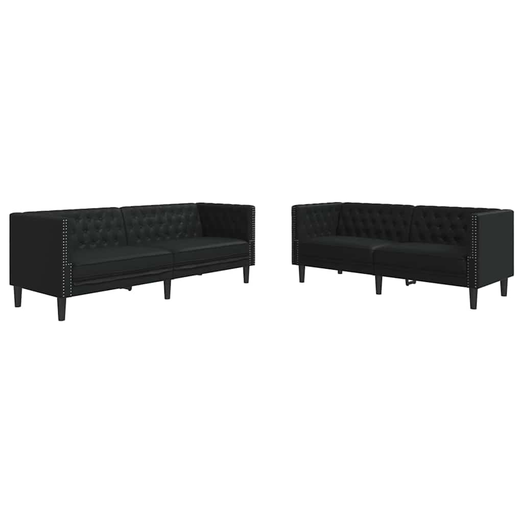 Canapé de salon 2 pc Noir Simili cuir