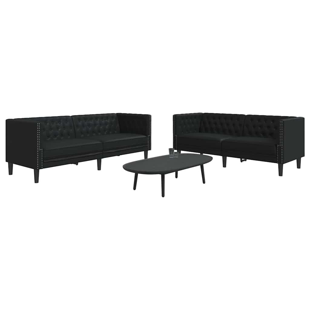Canapé de salon 2 pcs Noir 194 x 74,5 x 70,5 cm Simili cuir