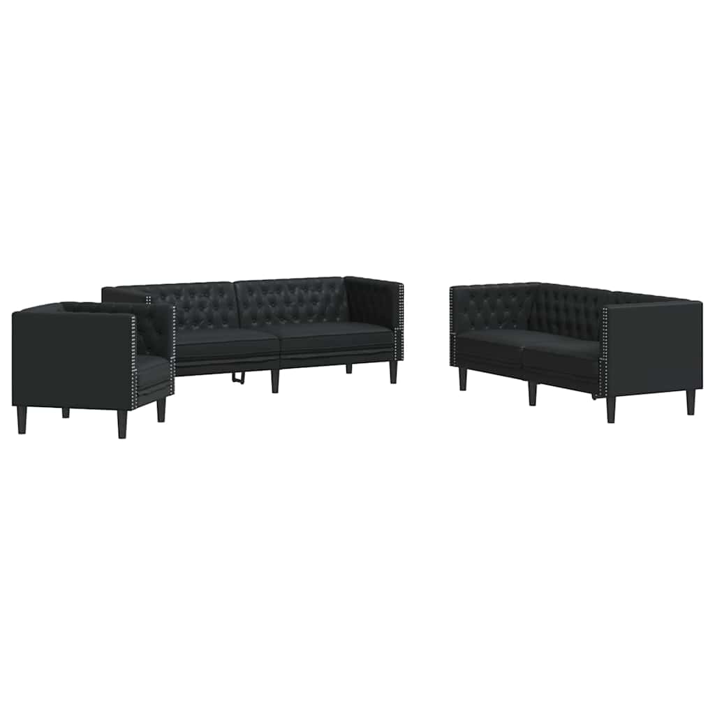 Ensemble de Canapés 3 pcs Noir 194 x 74.5 x 70.5 cm Faux cuir - XIOS