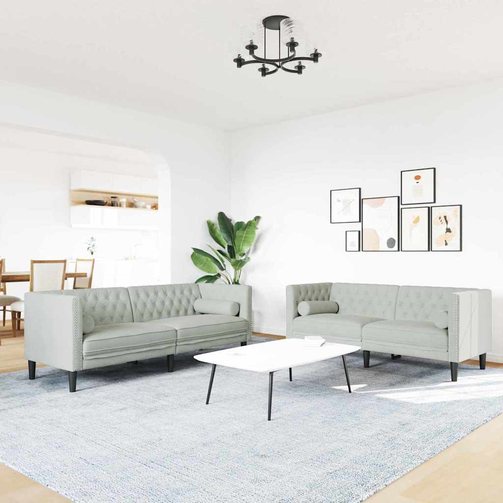 Canapé de salon 2 pcs Gris clair 194 x 74,5 x 70,5 cm Velours - XIOS
